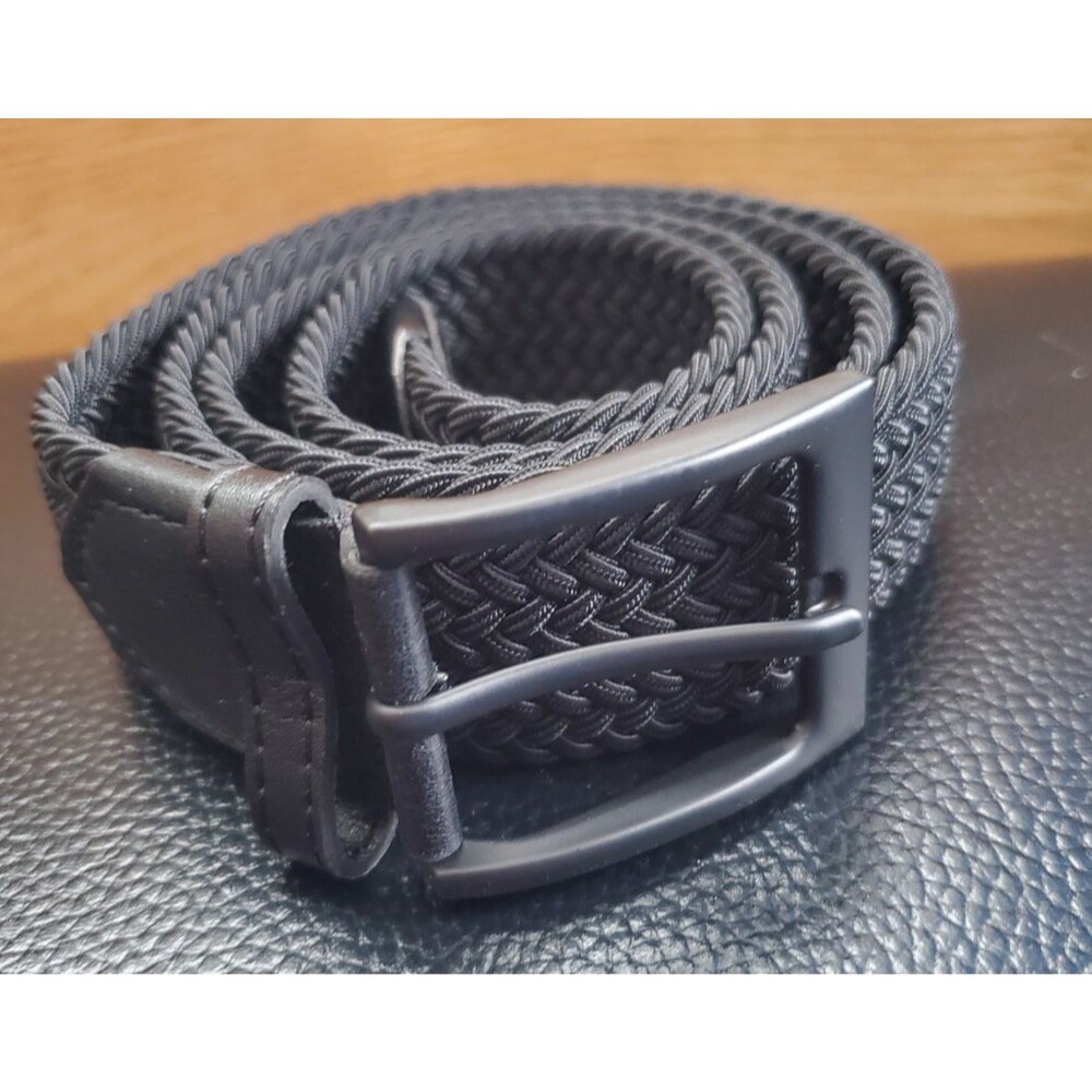 Unbranded Men's Black Stretch No-Hole Braided Belt 44"